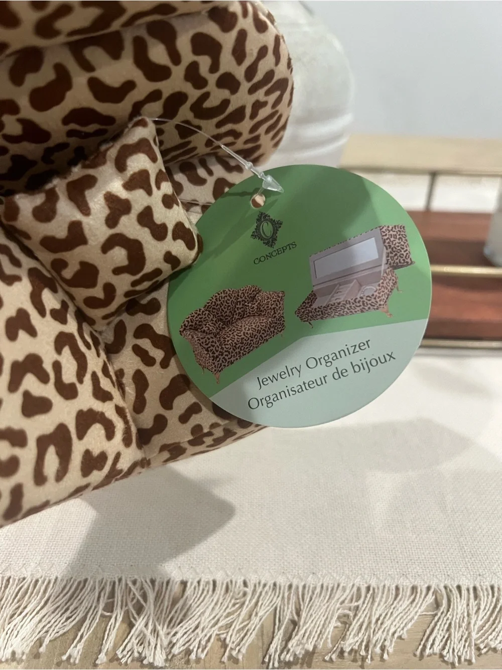 NWT Leopard Print Miniature Sofa Jewelry Organizer